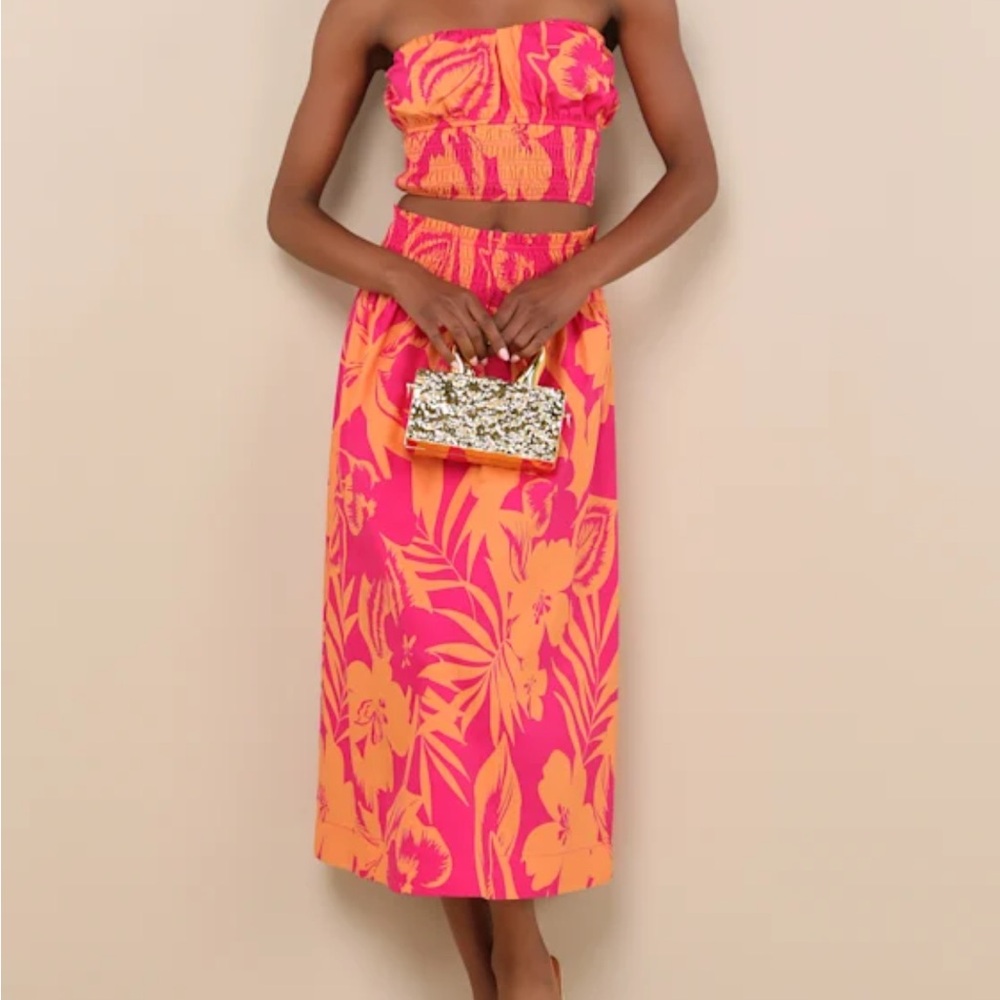 Lulu's Pink and Orange Floral Dress